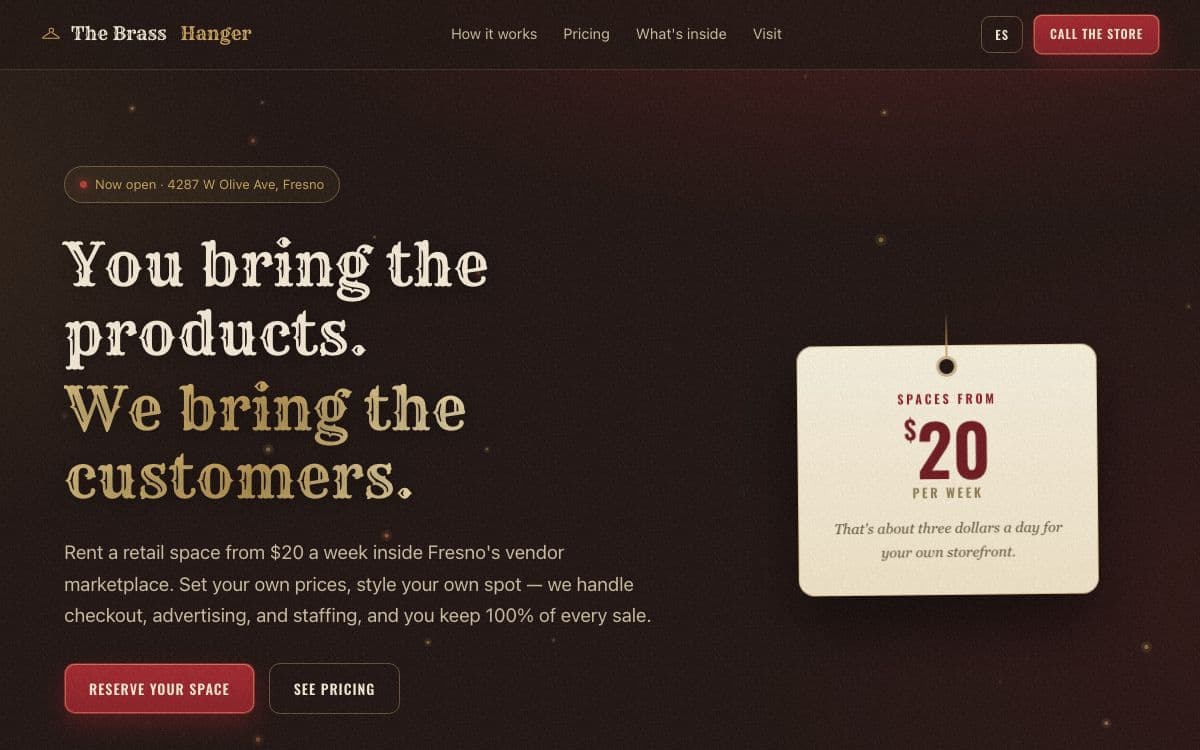 The Brass Hanger — site preview